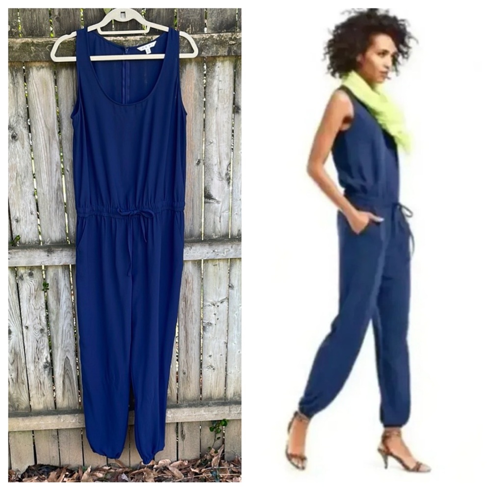 Cabi Sleeveless French Navy Jumpsuit drawstring pockets 303 M - Picture 15 of 15